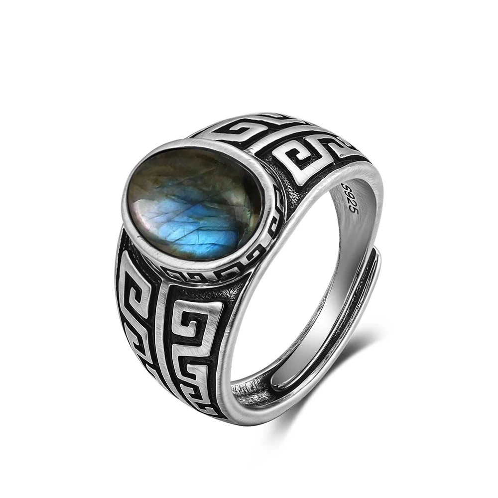 Women's Labradorite 925 Silver Ring with Rainbow Light, Gift