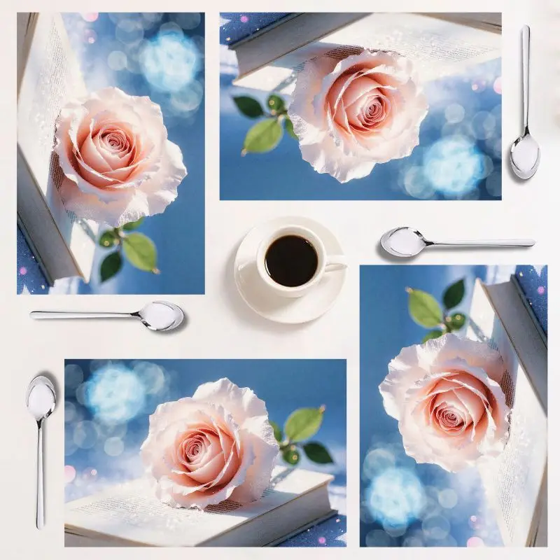 

4-piece rectangular placemat set, floral design, easy to clean, perfect for kitchen decor, 12×18 inches, chic and trendy.