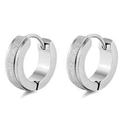 1 Pair Unisex Classic Punk Simple Circle Stainless Steel Earrings For Women Men Cool Round Huggie Hoop Earrings Female Jewelry