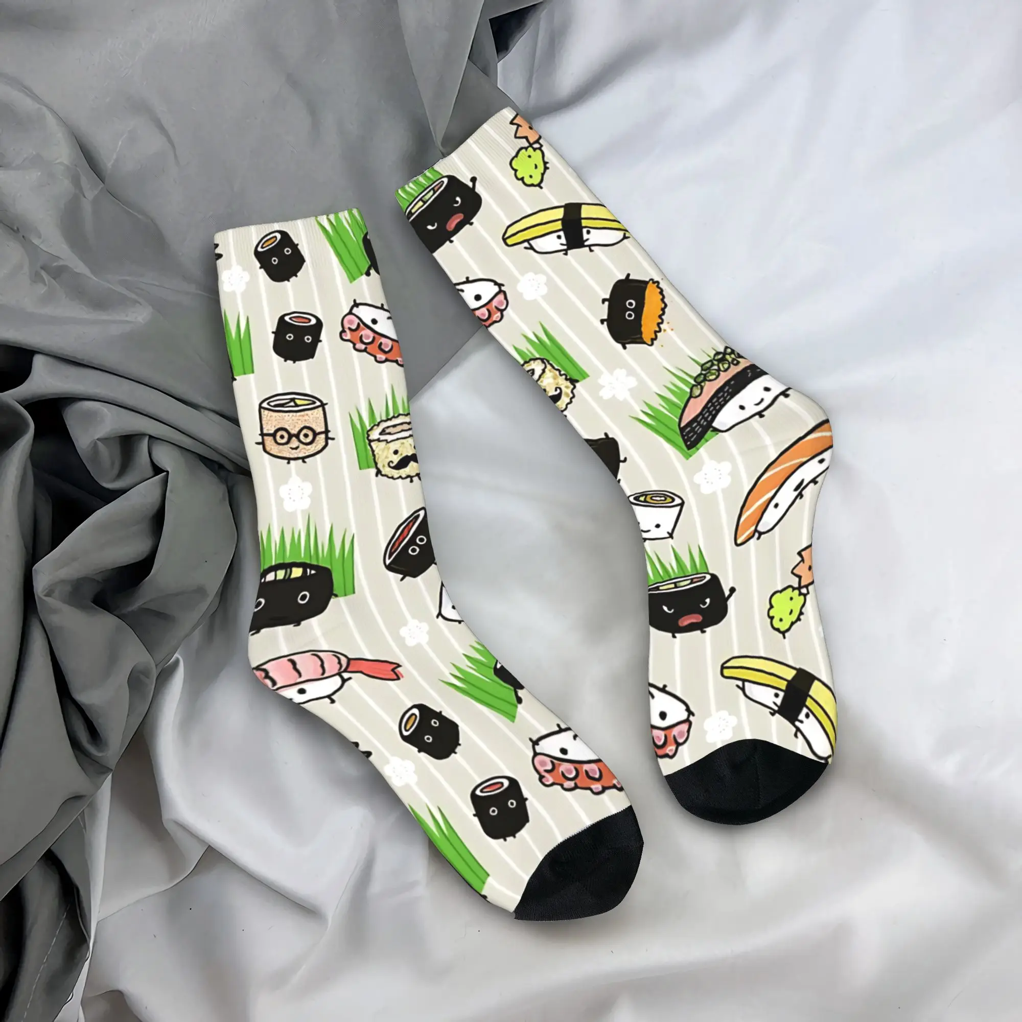 

Cute Sushi Characters Pattern Stockings Unisex Men Socks High Quality Socks Spring Skateboard Anti Slip Graphic Socks Gift Idea