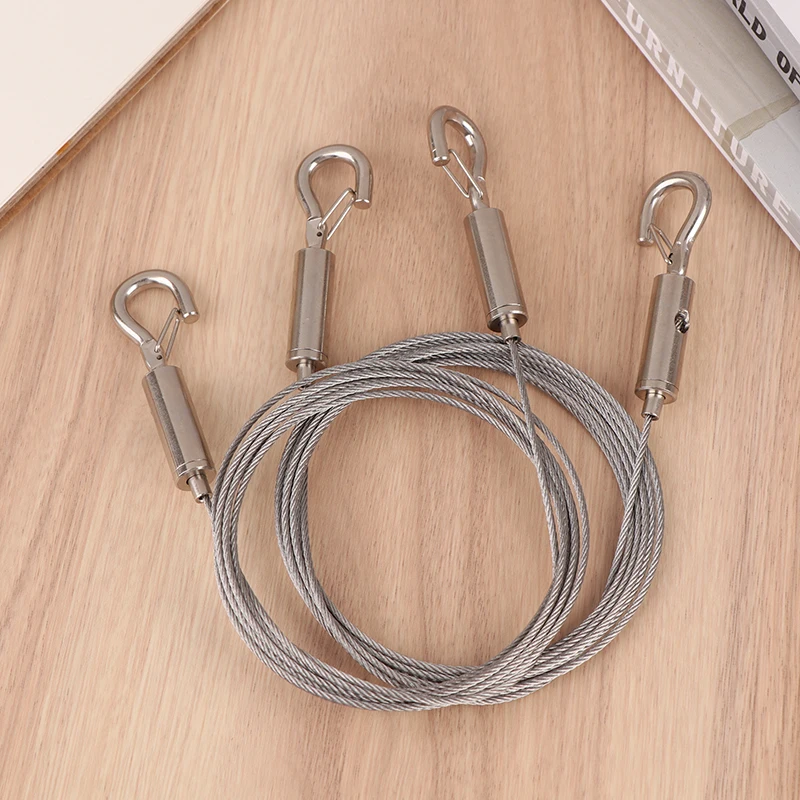 Adjustable Automatic Wire Rope With Double-headed Spring Hook Clothesline Picture Hanging Suspension Code Stainless Steel Cable
