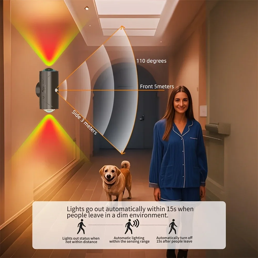 مستشعر الحركة ضوء الليل RGB اللون تغيير USB قابلة للشحن المغناطيسي عكس الضوء مصباح الخزانة، المدخل غرفة نوم مكتب الإضاءة المنزلية #3