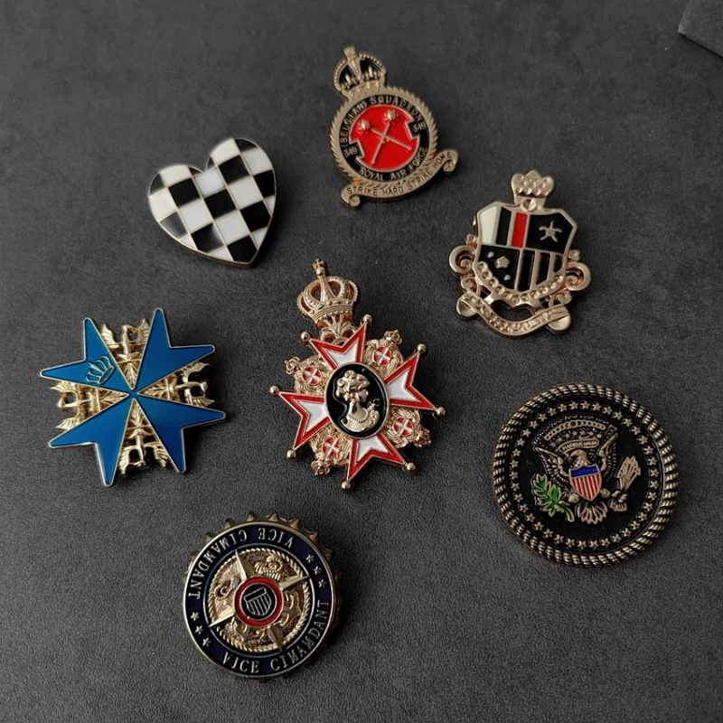 British Retro Style Metal Star Badge Navy Land Casual Fashion Accessory