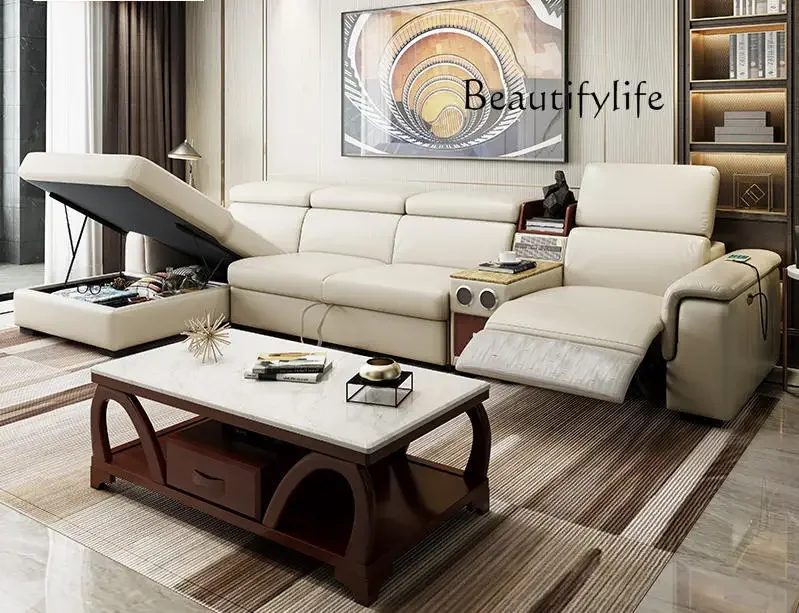 Q Living Room Sofa bed real genuine leather sofas salon couch electric recliner  sofa cama speaker air cleaner storage bluetooth