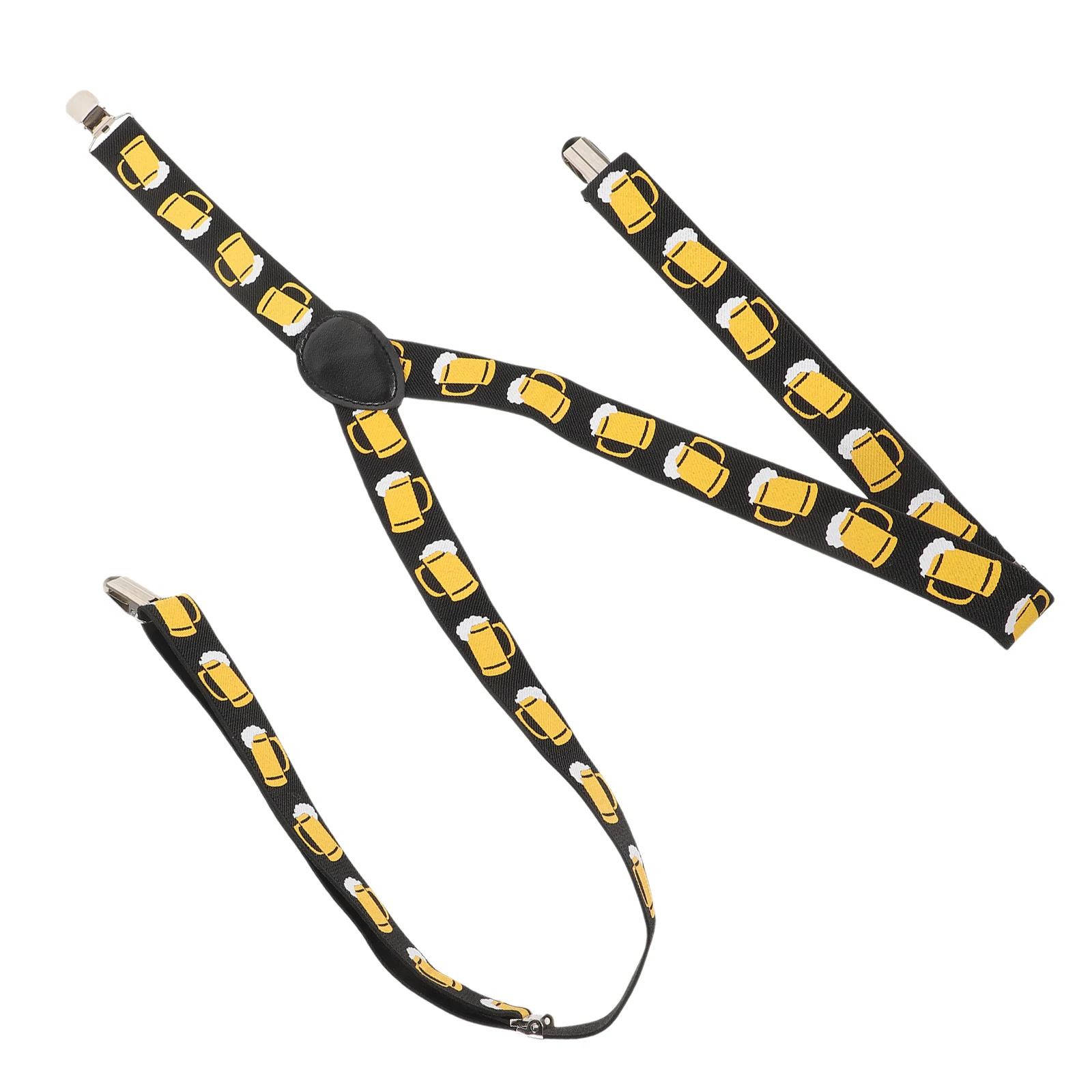 

Beer Print Elastic Suspenders for Men Women Adjustable Black Pants Holder Clip On Strong Clamps Comfortable Wear