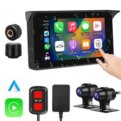 VSYS 5 Inch Waterproof Touchscreen, Support Wireless Carplay and Android Auto, Motorcycle Carpaly Screen HD 1080P Motorcycle DVR