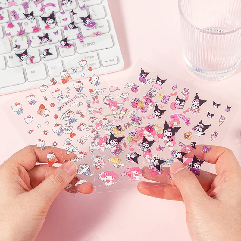 1pcs Cute Transparent Sanrio Kulome Hello Kitty Melody Waterproof Kids Stickers