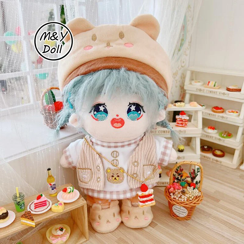 K-pop 20CM Doll Clothes Set Bear Hat Vest Shoes Sean Xiao Zhan Yibo Chanyeol JIMIN NCT127 Lisa Jennie Accessories