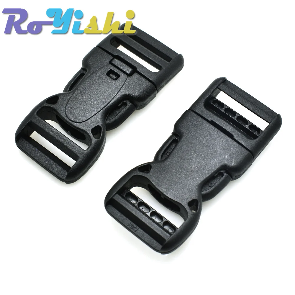 Plastic Dual Adjustable & Security Double Lock Buckle for Tactical Belts Black