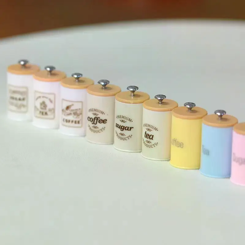 نماذج جرة تخزين محاكاة تصميم الشمال لبيوت الدمى، مجموعة من 3 قطع مع صندوق الحلوى، منظم المطبخ، علب لعب السلع الجافة