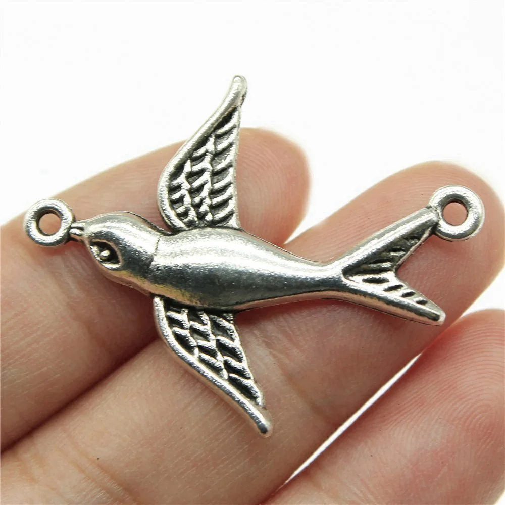 Vintage Jewelry Bird Connector Charms Handmade Accessories For Women 4pcs