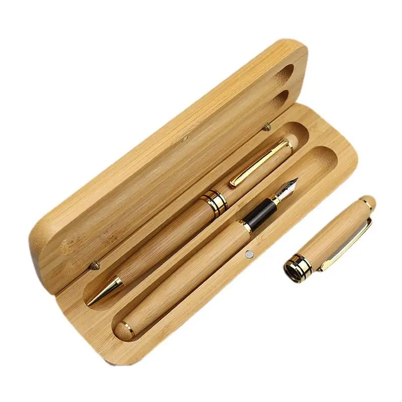 

Bamboo Box Pens Nature Bamboo Wood Fountain Pen with Storage Case Calligraphy Writing Supplies Stationery Office School Supplies