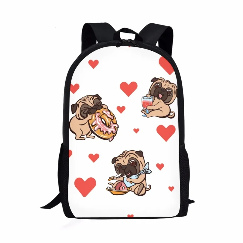 Cute Dog Print Pattern School Bag para crianças, Adolescentes Mochila de grande capacidade, Jovens sacos casuais para crianças, Moda