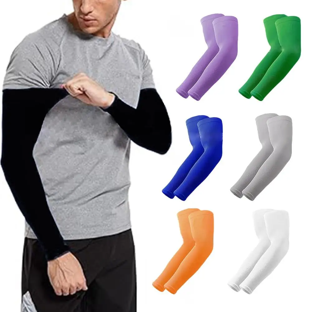 1Pair Nylon Arm Sleeve UV Protection Ice Sleeves Breathable Cooling Armsleeves Protection For Outdoor Cycling Biking Hiking T5H2