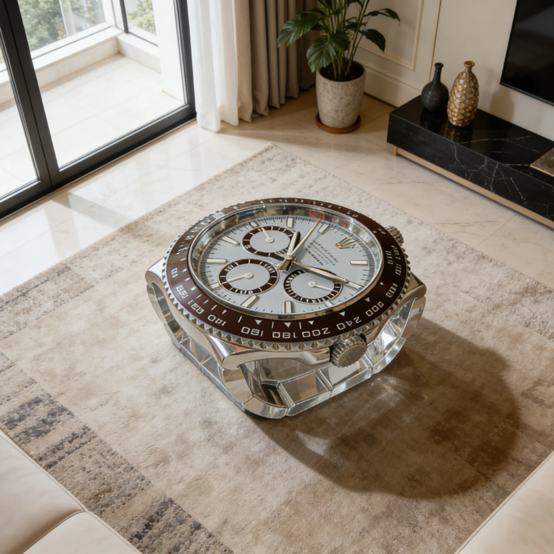 G*-Luxury  Shape Coffee Table Silver FRP Electroplated Living Room Coffee Table