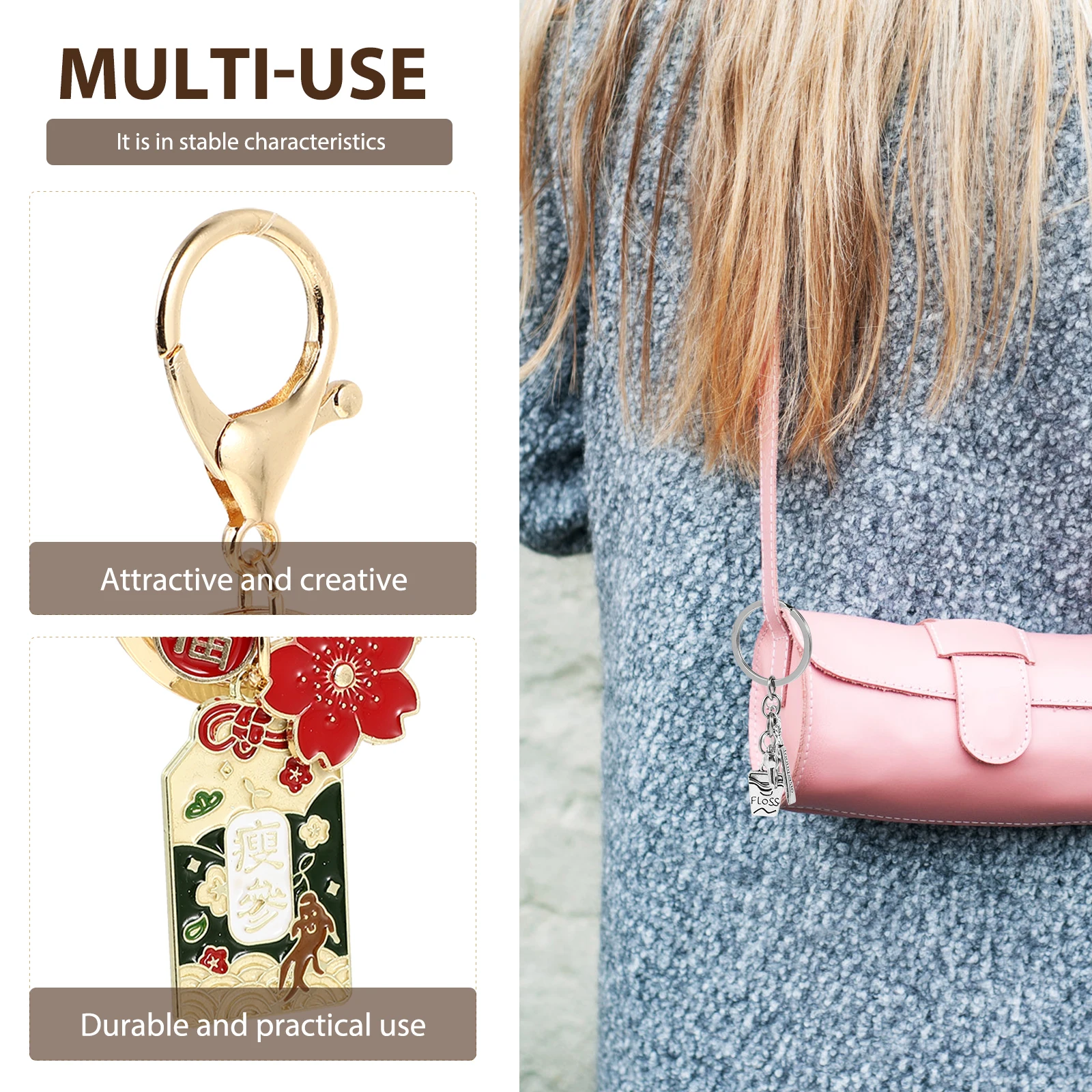 

6pcs 6 Pcs Japan Flower Keychain Tree Decorations for Bag Aesthetic Good Luck Keychains Cherry Blossom Car Accessories