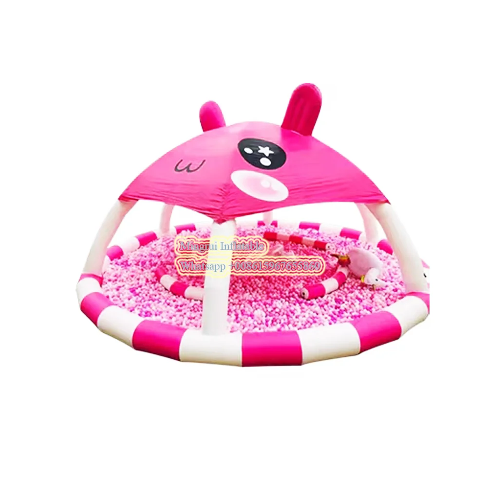 Inflatable water dome swimming pool with Pink cartoon tent lovely for water play