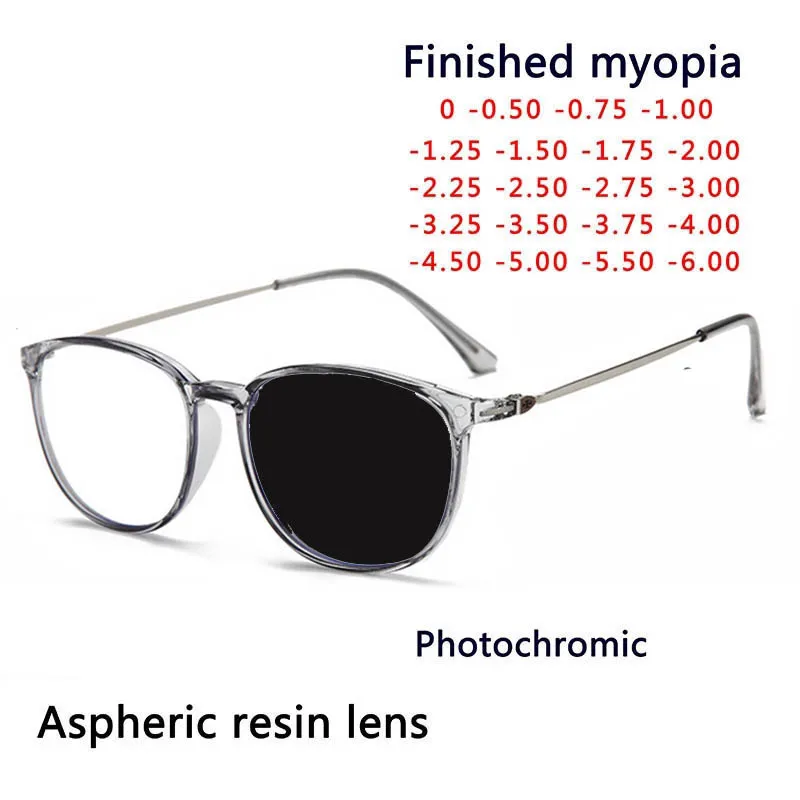 Anti-UV Finished Optical Eye Glasses Myopia Lens For Women Men Sun Photochromism Eyeglasses Degree Oculo -0.5 -1.0 -2.0 To -6.0