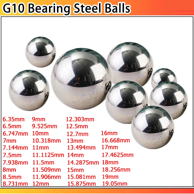 

6.35~19.05mm G10 Grade Solid Bearing Steel Ball Solid Ball Precision Bearing Steel Pellet Round Smooth Roller Balls 20~200pcs