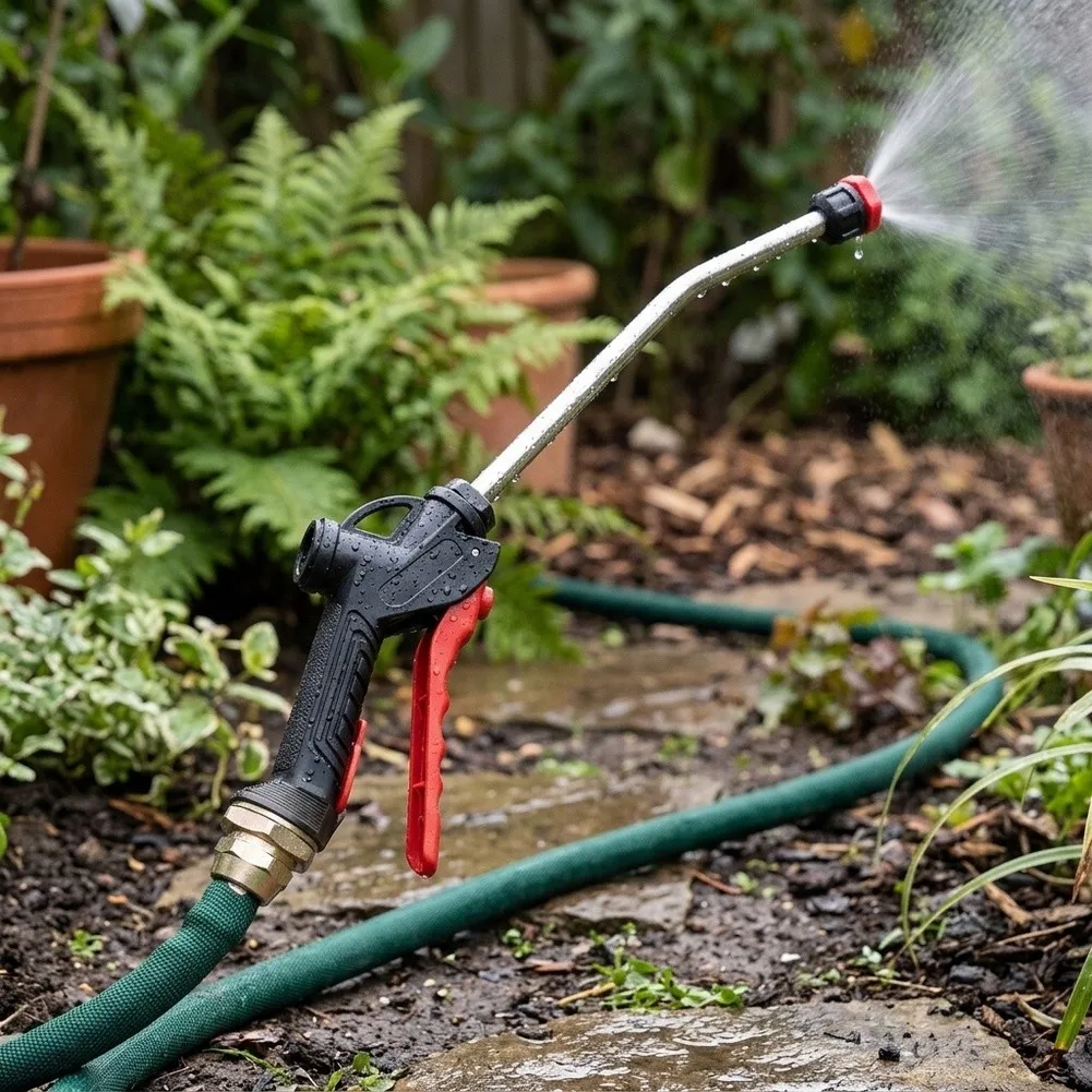 8x12mm Fan Spray Car Foam Sprayer Stainless Steel 37cm Black Garden Watering Wand Compatible with Standard Hose Connections