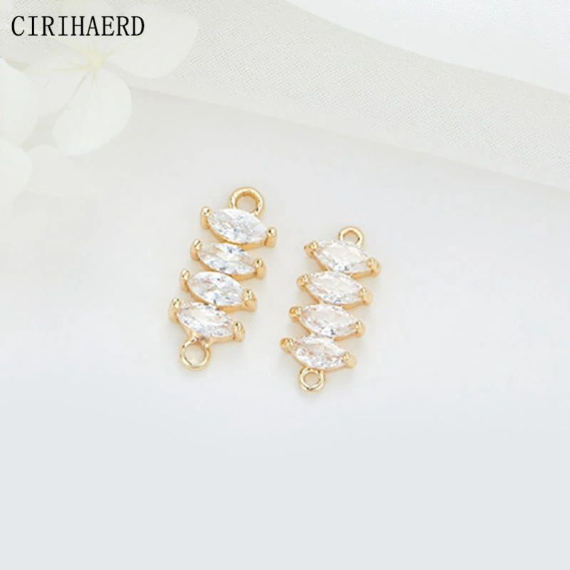 DIY Jewelry Material Connectors 14K Gold Plated Inlaid Zircon Pentagram Heart Double Hanging Connector Jewellery Making Supplies image 5