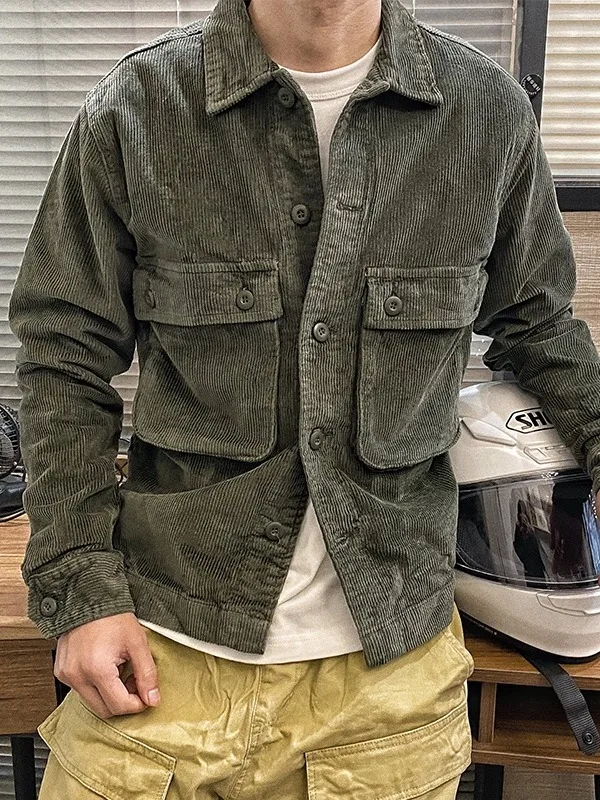 

Casual American Sle Men's Long Sve Corduroy irt Loose Outerwear Autumn New Arrival Comfortable Vintage Feeling Button up