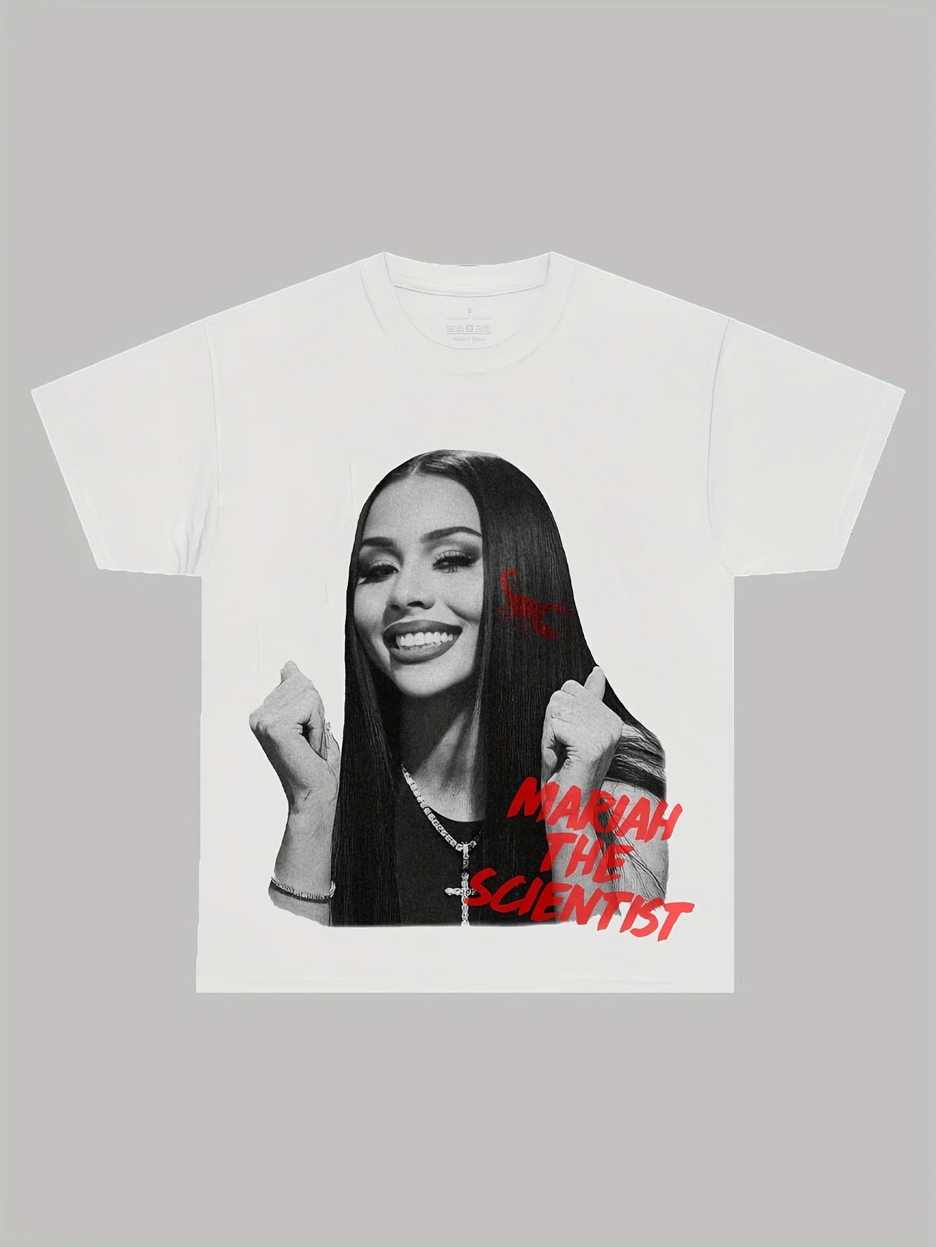 T-shirt grafica bianca casual da donna: manica corta, misto poliestere elastico, girocollo, lavabile in lavatrice,