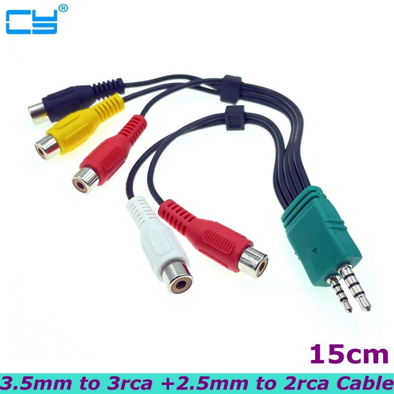 0.15m For Samsung LCD TV AV Component Signal Line (3.5mm+2.5mm) to 5 (3+2) RCA Video Line Dual Head AV