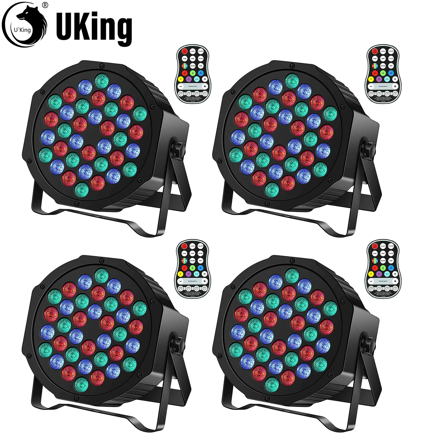 

U'King 4Pcs/Set 36 LED Rechargeable Stage Par Lights Built-in Battery With Remote&Electric Display DMX For Nightclub DJ Wedding