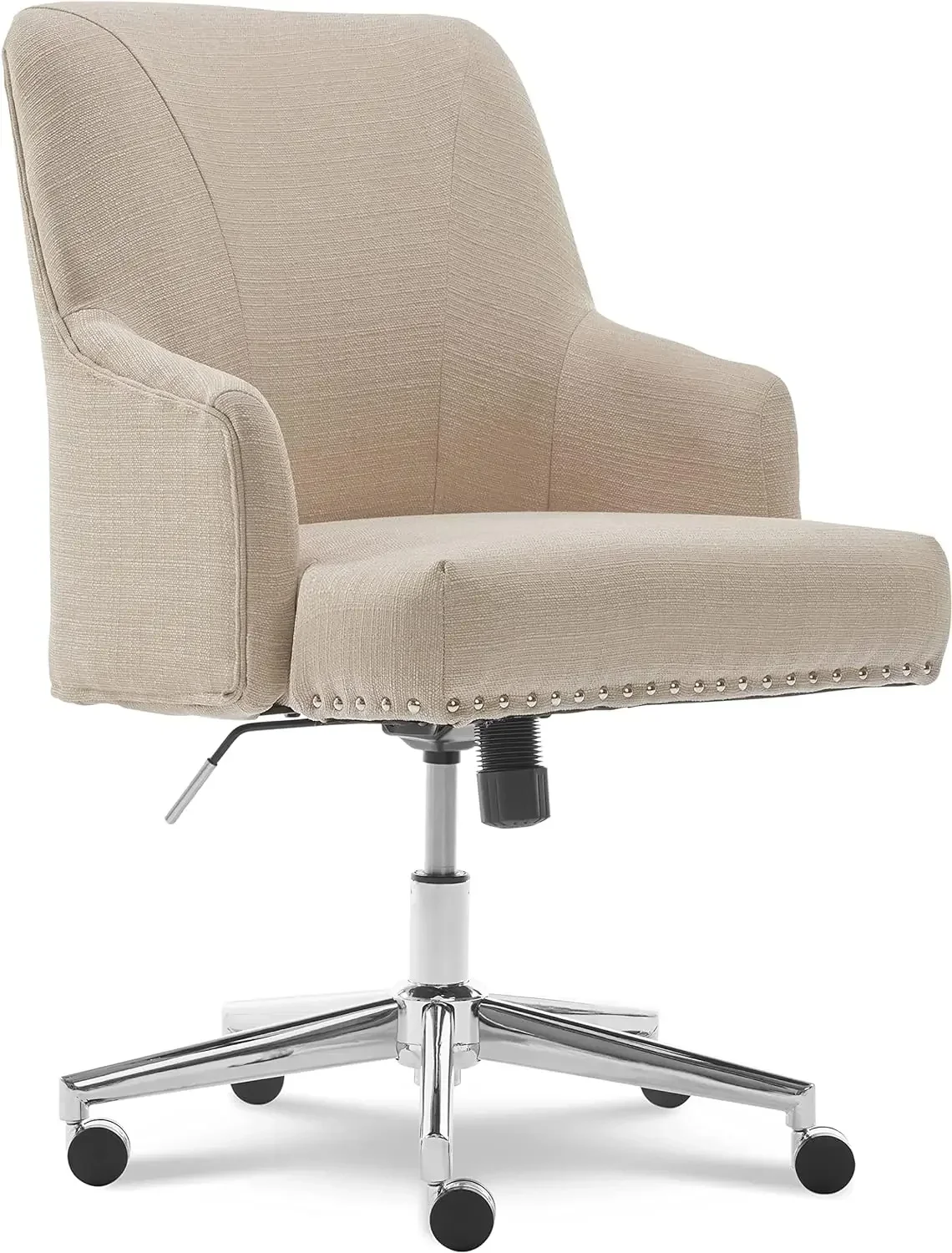 

Leighton Modern Office Chair, Stylish Mid-Back Desk Chair, Rivet Detail, Serta Quality Memory Foam, Armchair with Wheels