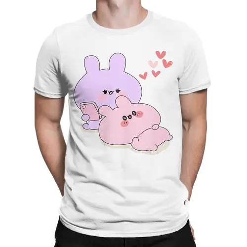 Imagen 2 del producto Asamimichaan lindo Asamimi Rosa enfriando con camisetas azules Camiseta de algodón de moda camisetas de cuello redondo ropa de manga corta de talla grande