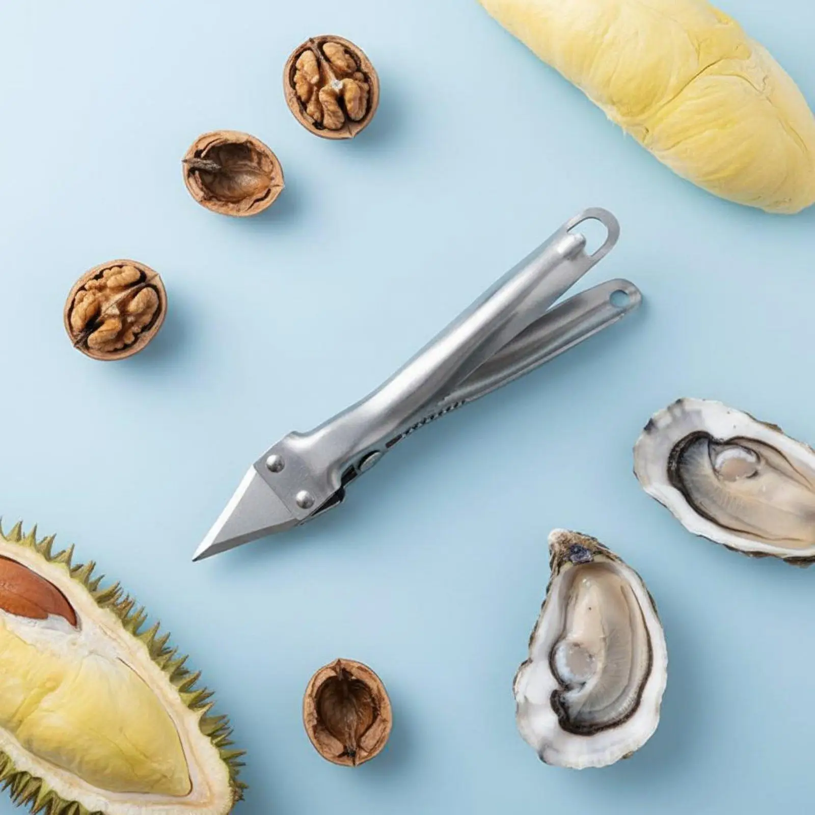 Versatile Seafood Opener Stainless Steel Serrated Shellfish Tool Crab Cracker Oyster Shucker Tool for Household Kitchen