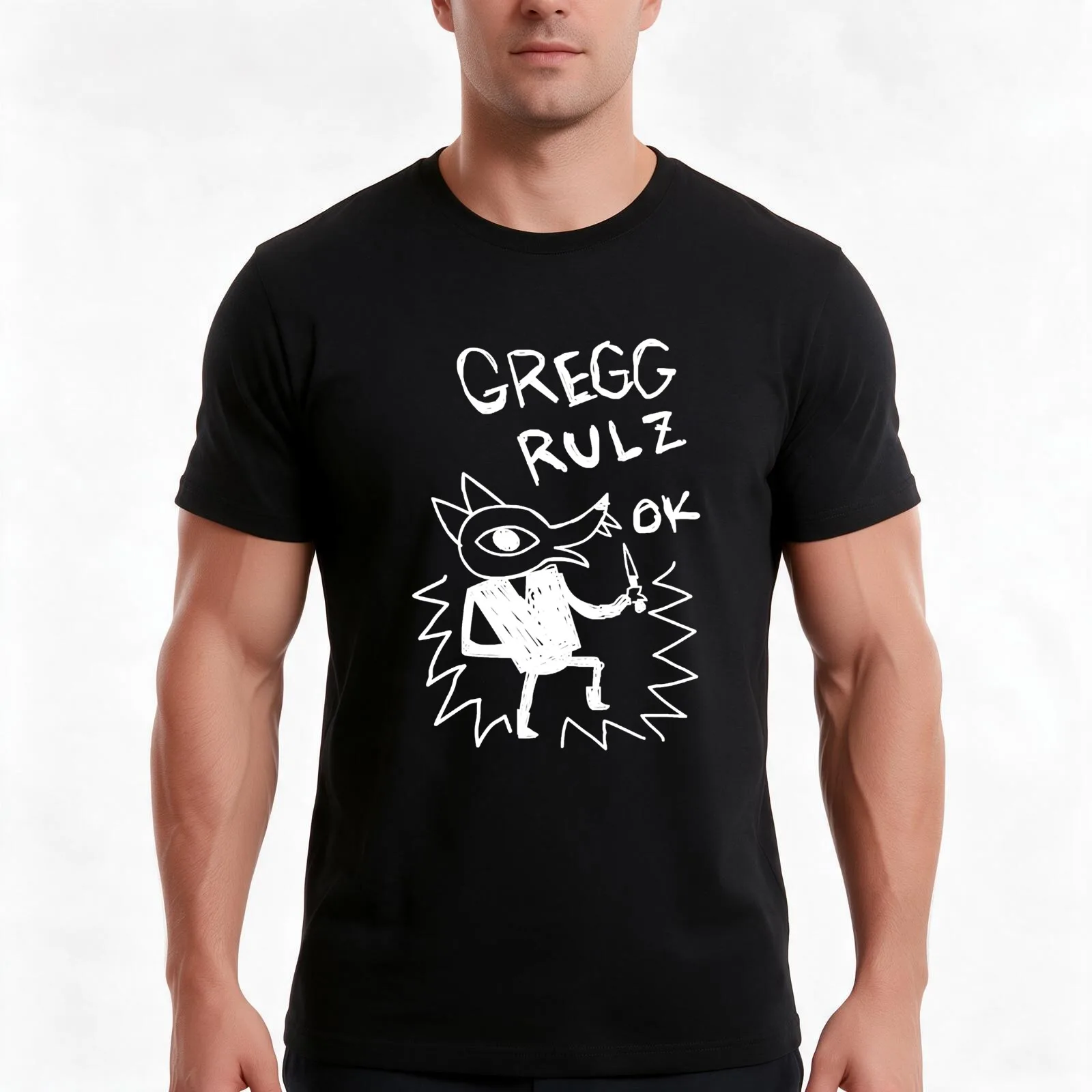 Gregg Rulz Ok T-Shirt, Summer Casual Cotton Tee, Oversized Streetwear Tops, Vintage Graphic Print, Loose Fit Short Sleeve