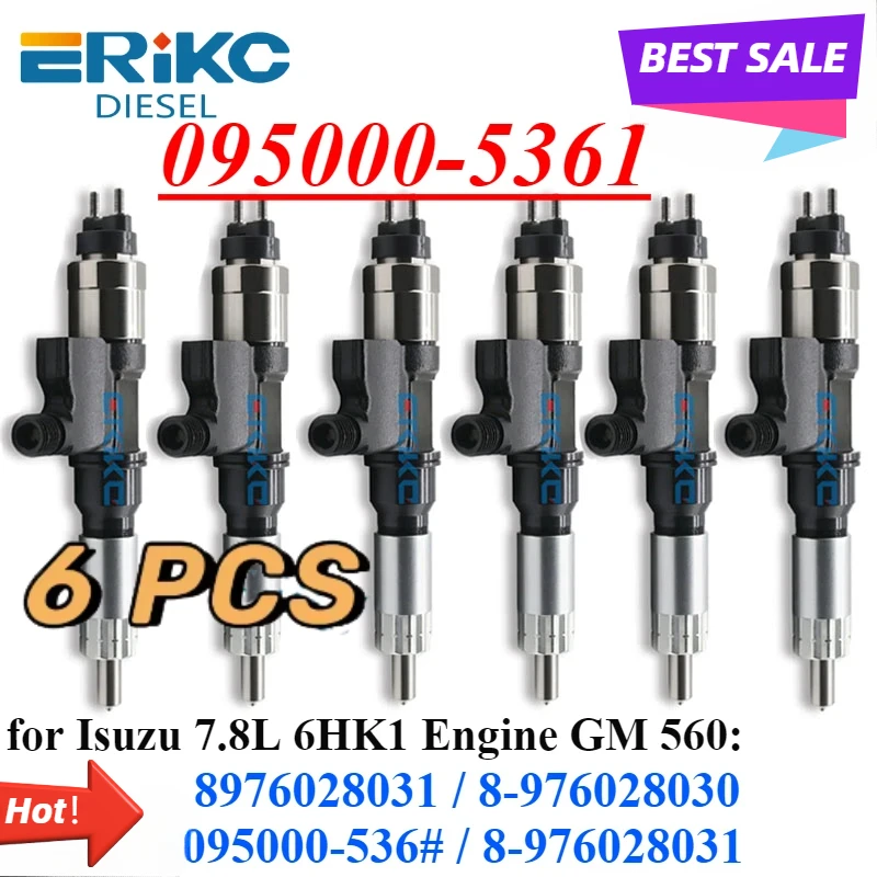 6PC 095000-5360 5361Common Rail Injector OEM 8976028031 Auto Spare Parts for Suzu 7.8L Engine Model: 6HK18976028030 8976028031