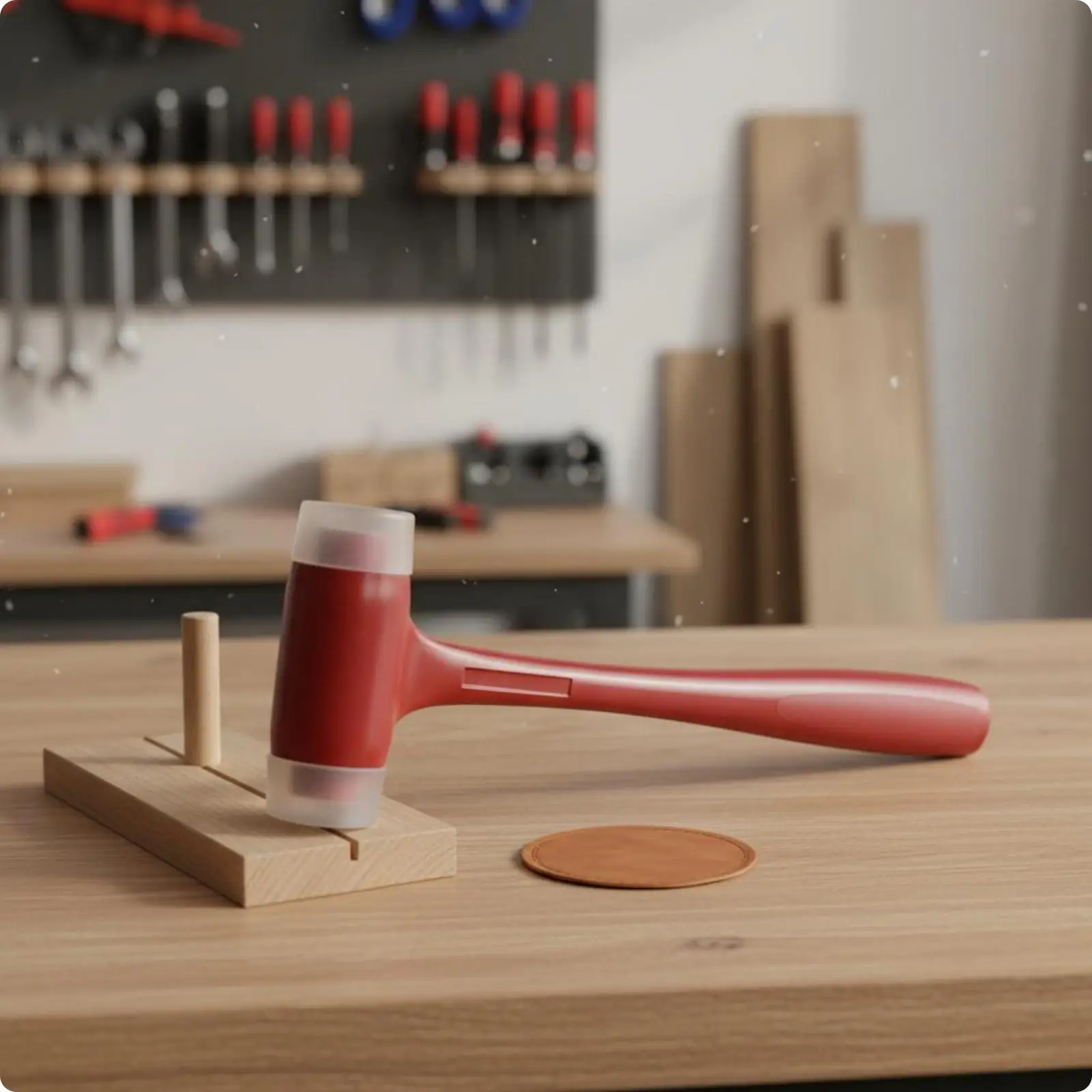 Dead Blow Soft Face Rubber Mallet Non Shock Absorbing Hand Tool for Woodworker Precise Positioning