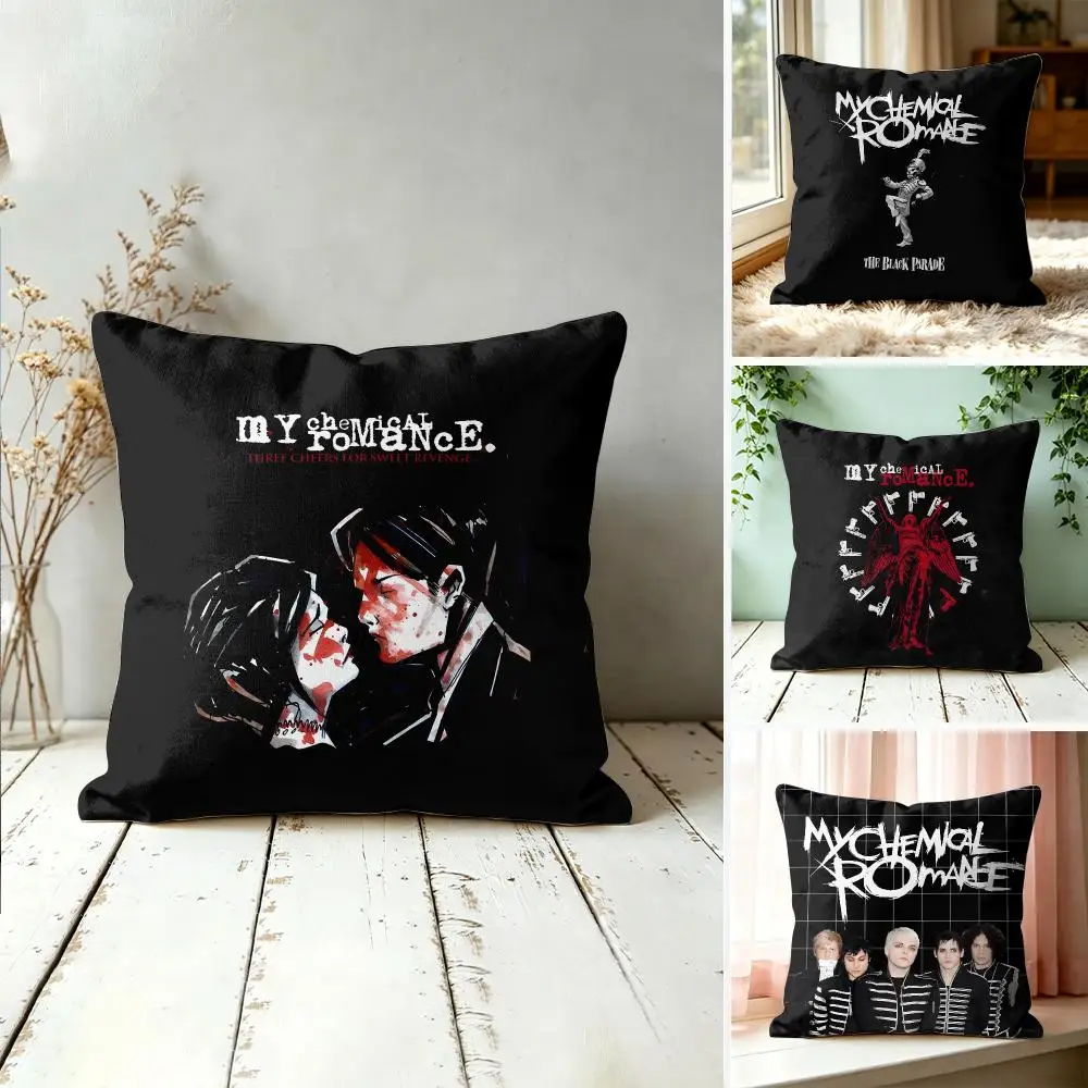 My Chemical Romance Cushion Cover Plush Fabric Soft Double-Sided Printed Sofa Warm Winter Home Gift Pillow Cover