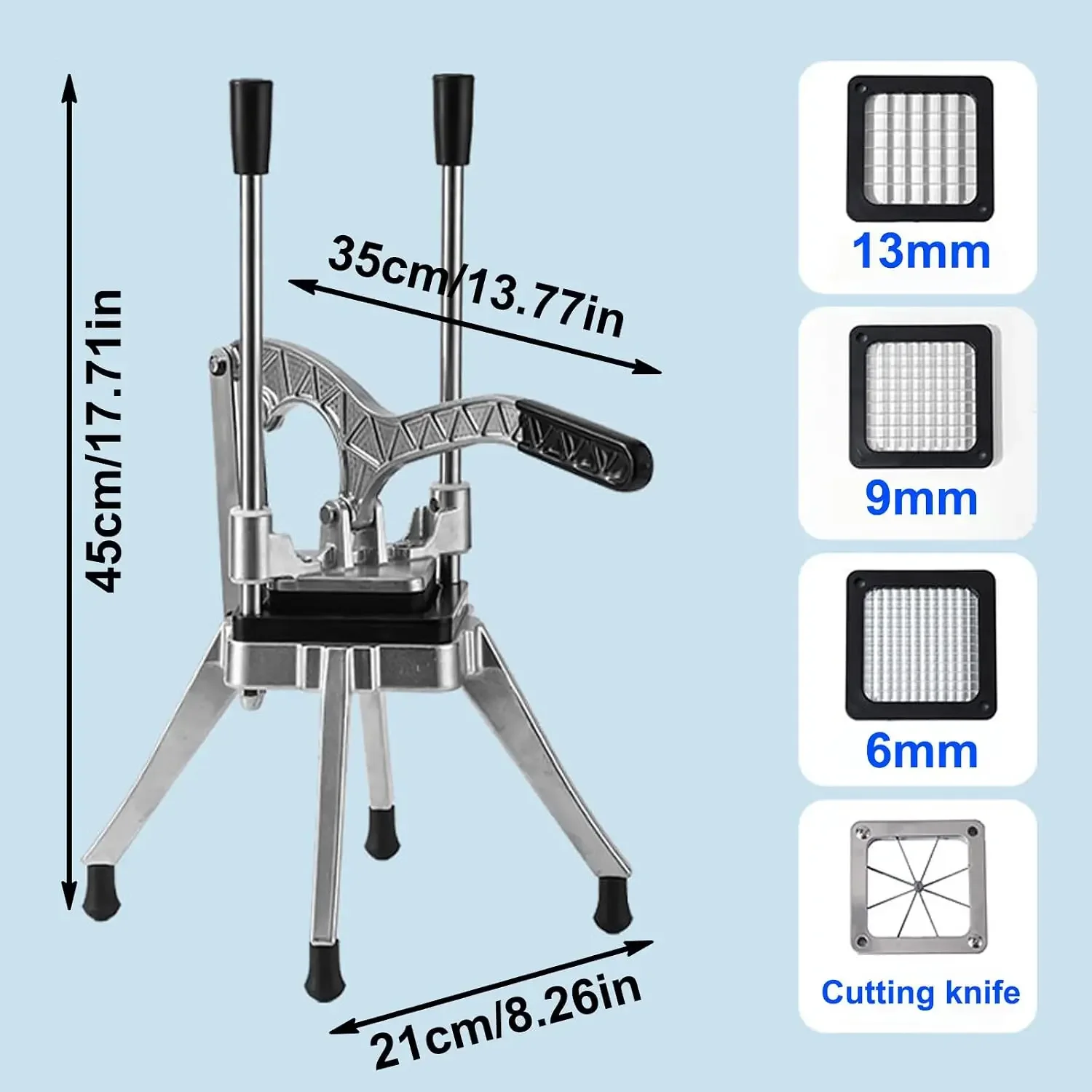 Manual French Fry Cutter, Stainless Steel And Aluminum Alloy, Potato Chopper Cutter Perfect For Potatos, Carrots, Cucumbers(Size