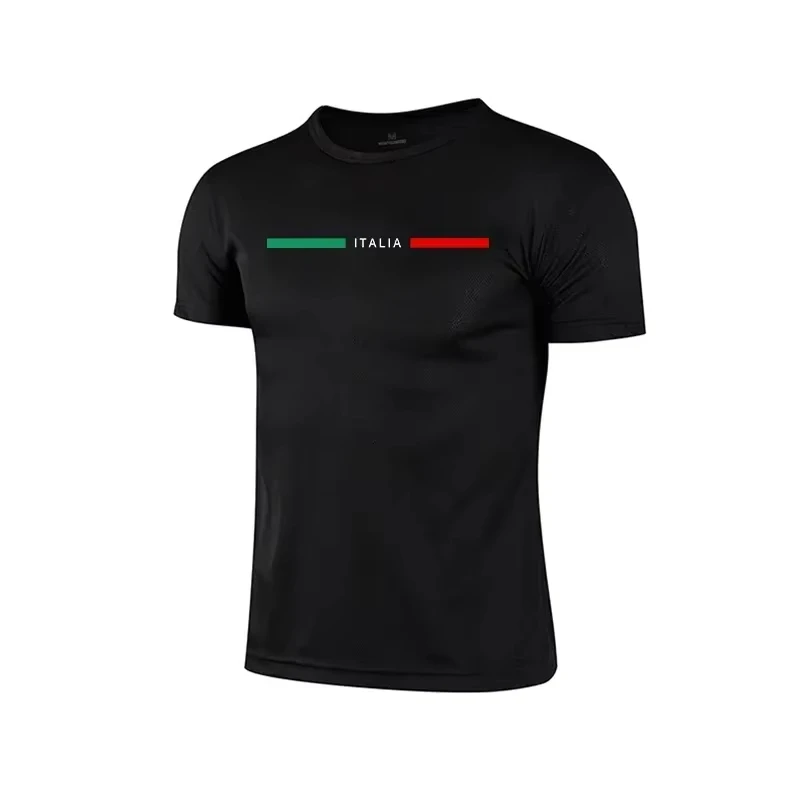 Italy Fashion Men's Quickdry T-shirts Summer Daily Casual Sports Short Sleeved O-neck Tops Fitness Training Athletics T-shirt