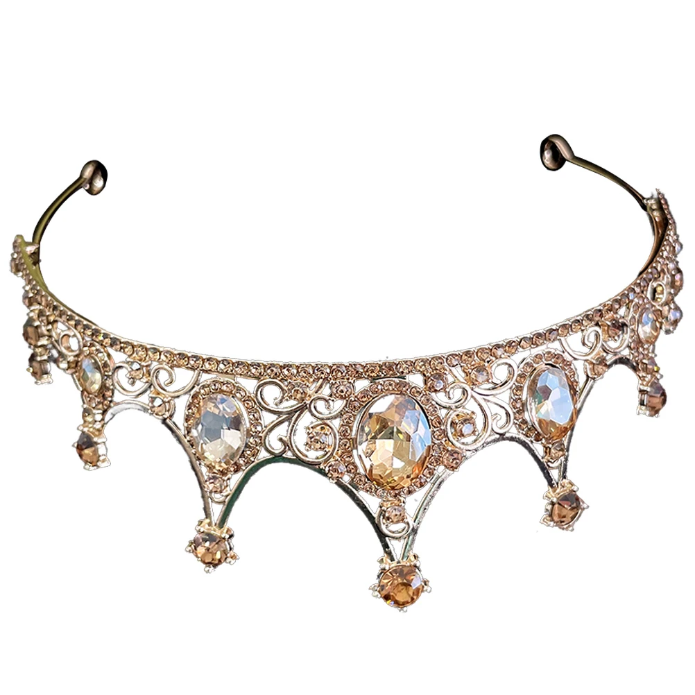

Crystal Diamond Crown Bridal Hair Accessories Rhinestone Wedding Headband Zinc Alloy Flash Crown Headpiece For Girl Decorative