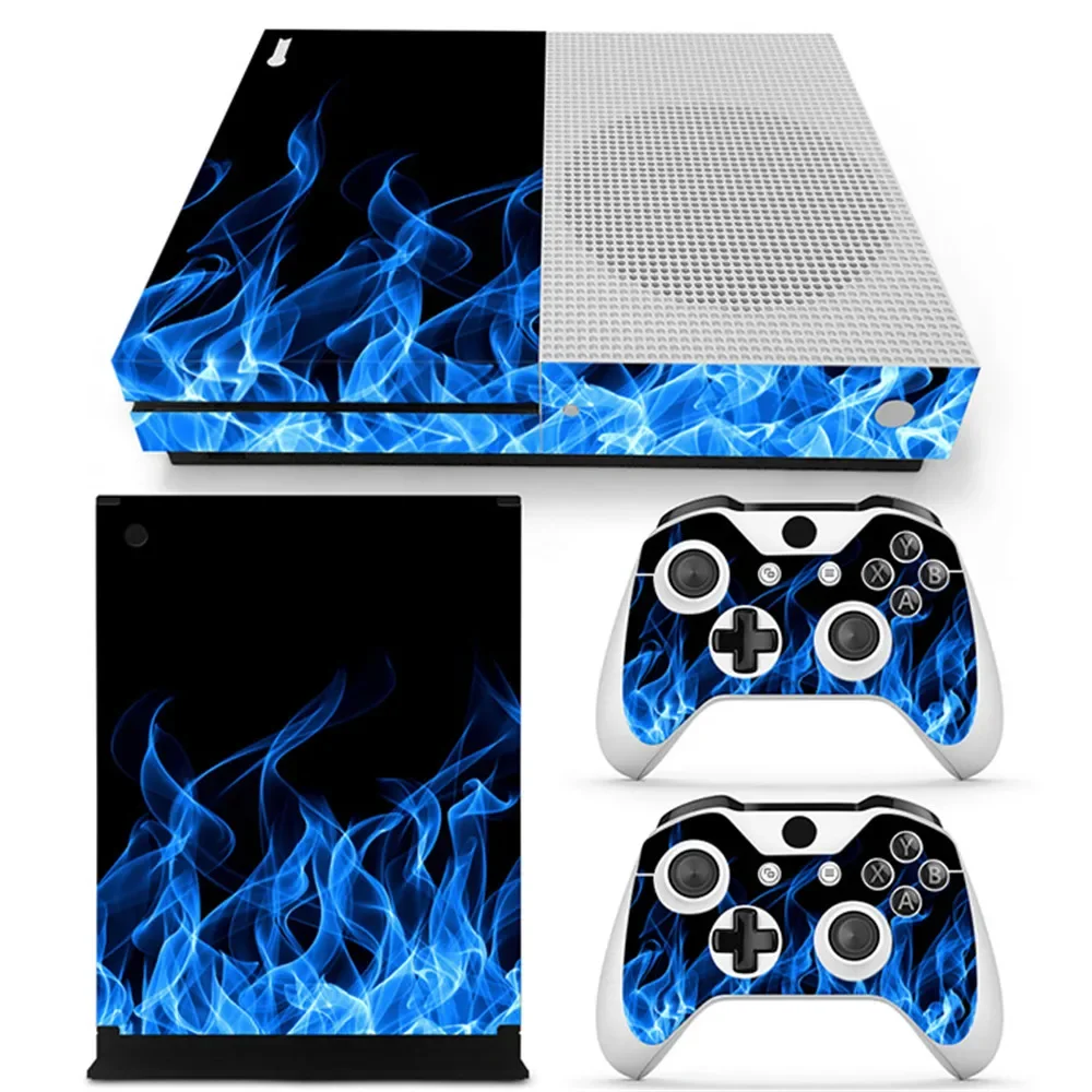 Red Carbon Fiber Skin Sticker for XBOX One S Slim Console with Two Controller Decal Protect Cover