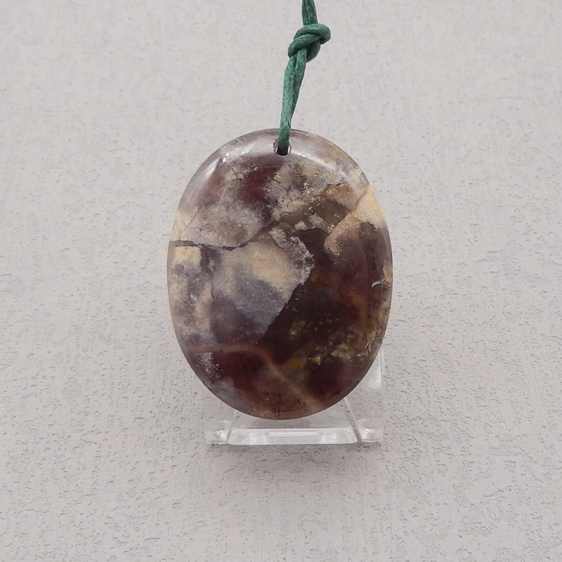 

Semiprecious Natural Stone Dendritic Agate Oval Pendant Bead,Fashion Jewelry Necklace Accessories 45x35x9mm 23g