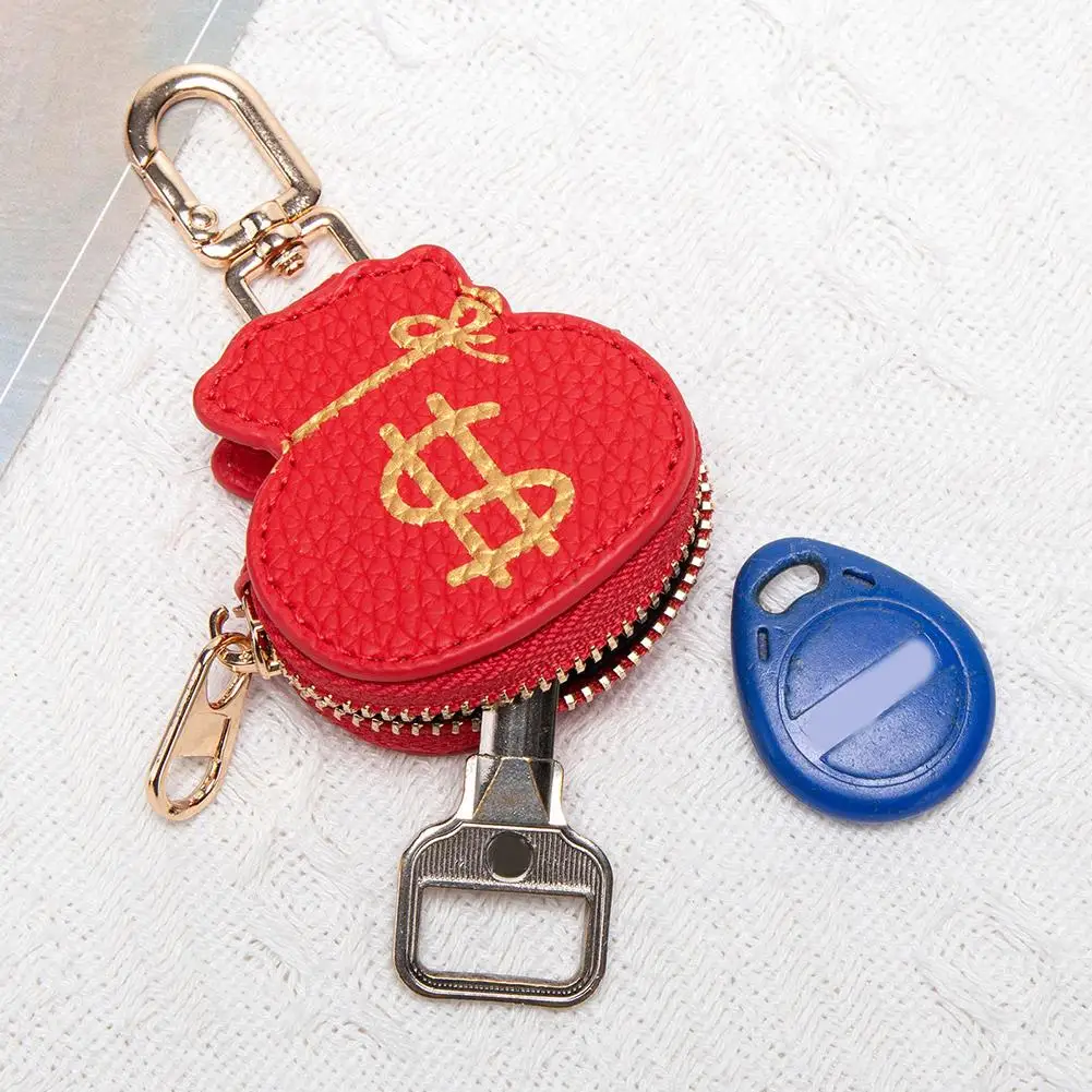 Kreatywny portfelik na monety w kształcie czerwonego woreczka pieniężnego, wykonany ze skóry PU, uroczy breloczek z pandą, mini woreczek do przechowywania, mały, wykwintny prezent na Boże Narodzenie.