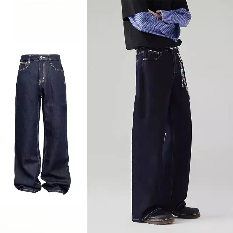 

Мужские джинсы свободного кроя в американском ретро-стиле, оригинального цвета, длинные, прямые, осенне-зимние, широкие брюки Cleanfit