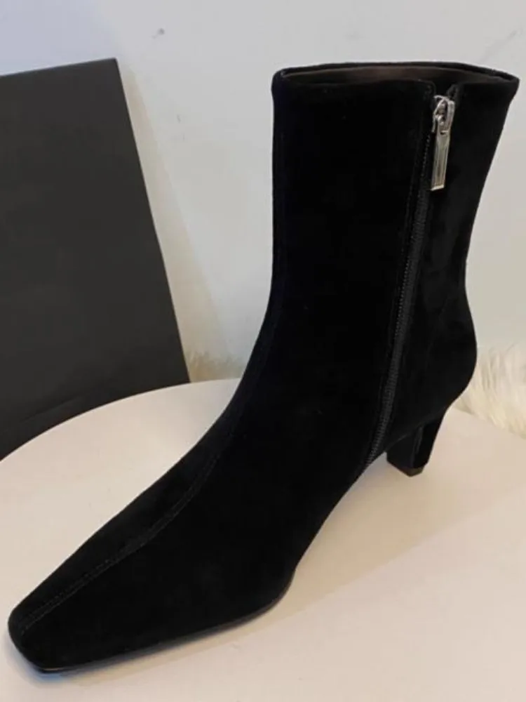 الرجعية جلد طبيعي أشار تو هريرة كعب سستة حذاء من الجلد بلون جلد البقر السيدات مريحة الخناجر الأحذية #6