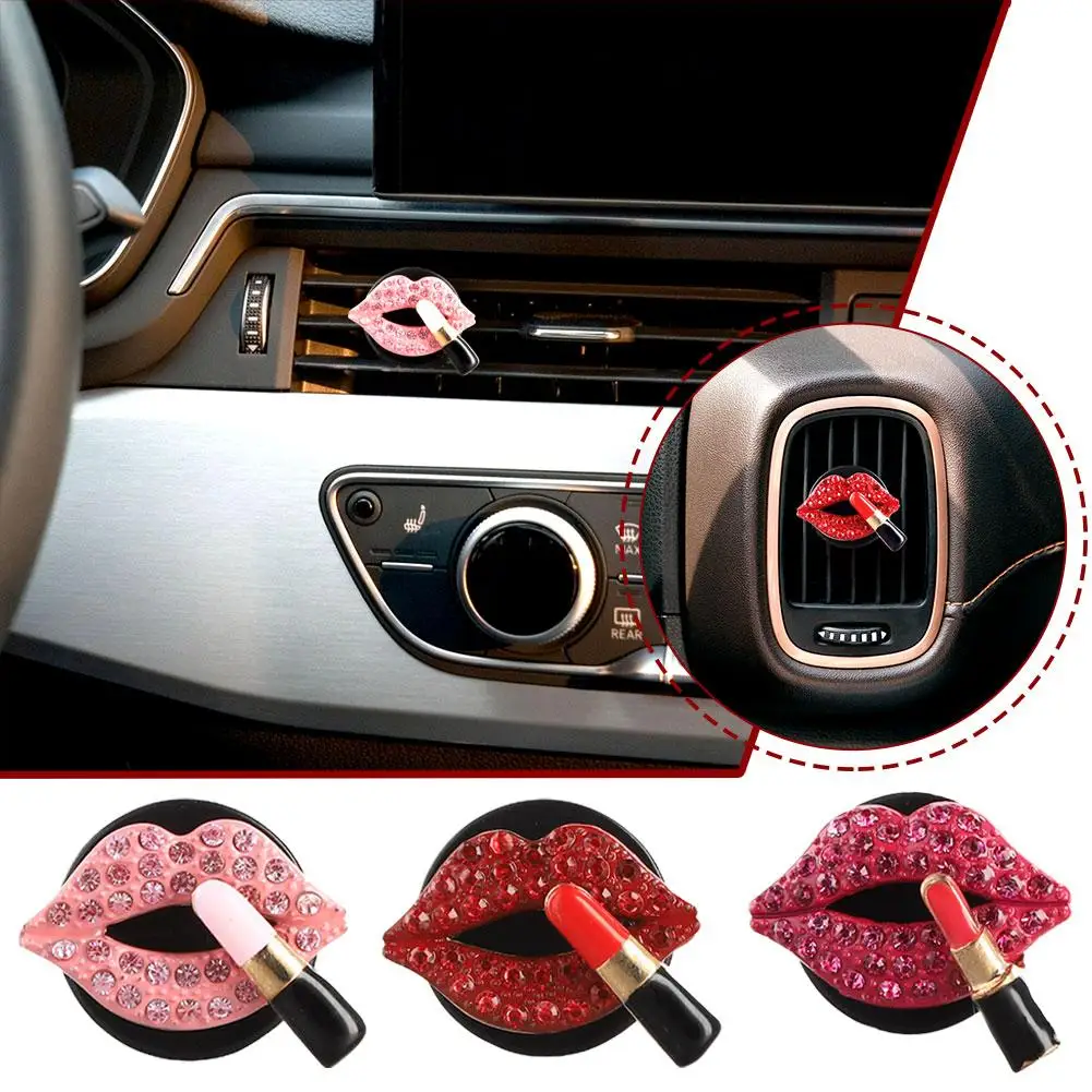 Car Air Outlet Aromatherapy Clip Diamond Red Lips Clips Aroma Perfume Clips Clip Car Freshener Accessories Interior Scent A Z3I9