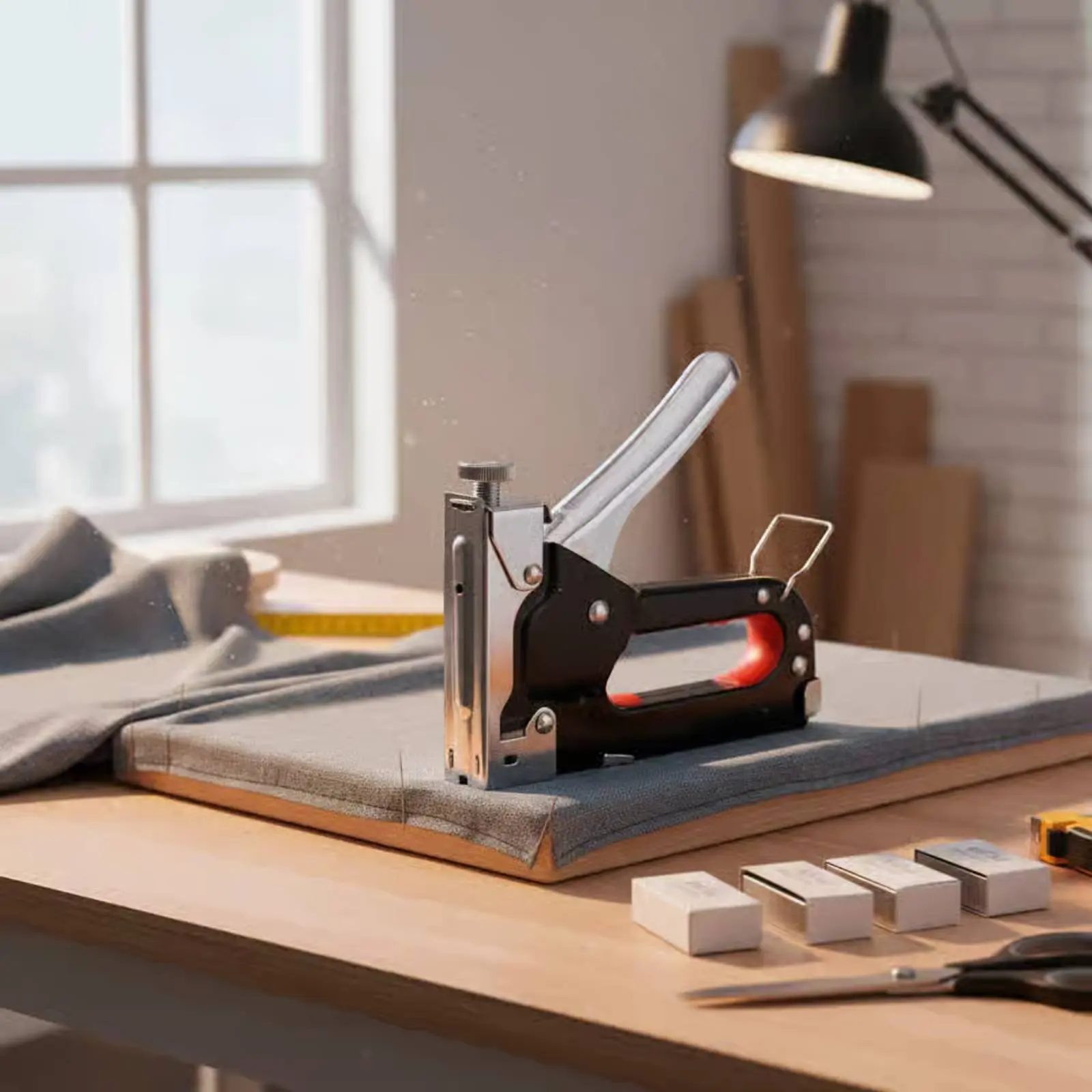 

3 in 1 Staple Heavy Duty Manual Staple Upholstery Stapler Non-Slip Grip Brad-Style Nailer Rust Proof for Renovation