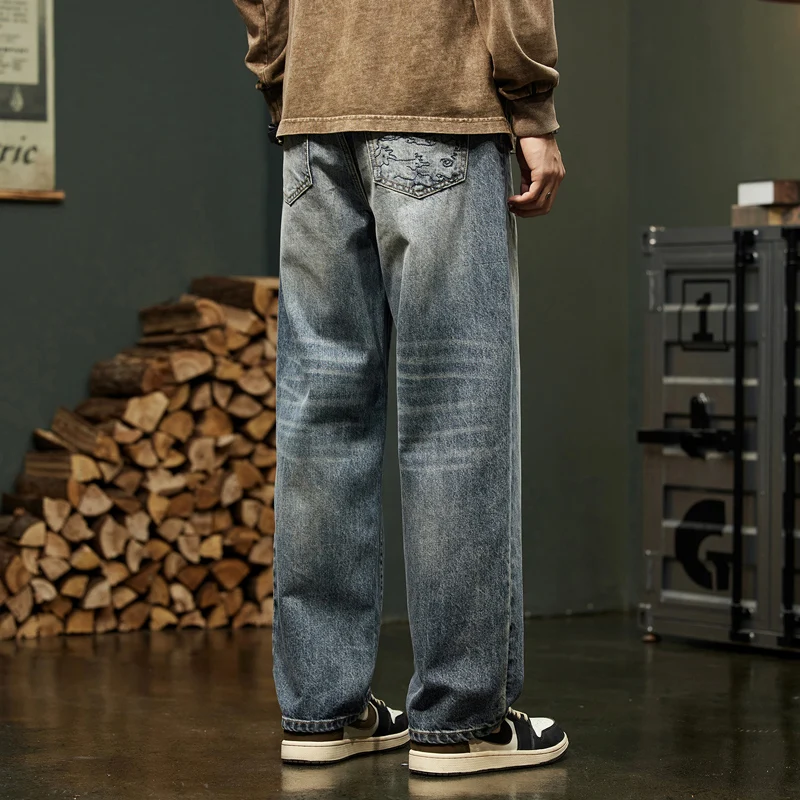 Baggy Jeans Men Wide Leg Pants Casual Oversize Jeans Denim Pants Men\'s Clothing Streetwear Fashion Pockets Male Trousers 2023