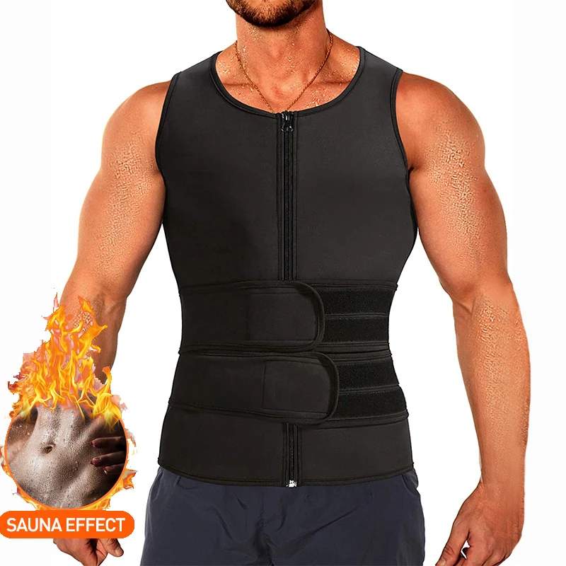 

Men Waist Trainer for Weight Loss Body Shaper Vest Zipper Waist Cincher Bustier Tank Top with Adjustable Trimmer Corset Workout