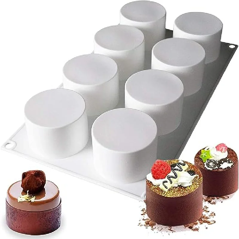 8 Grid 3D Silicone DIY Cake Mold for Baking Mousse Cakes French Dessert and Brownies Ice Cream for Party Cake Decorating Molds