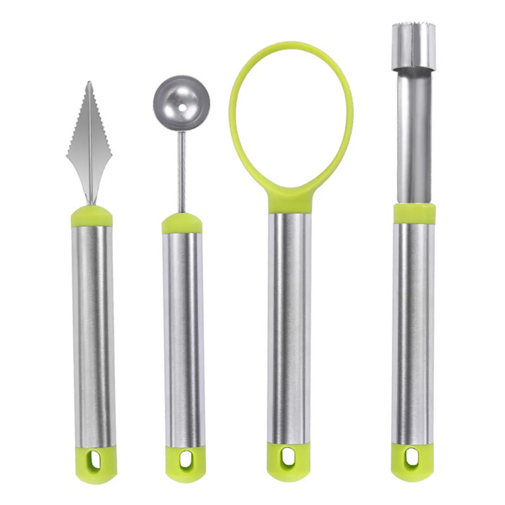 

4Pcs Fruit Ball Digger Set Stainless Steel PP Material Kitchen Gadgets Tools Melon Baller Carving Practical Good